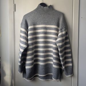 H&M Striped Mock Neck Sweater